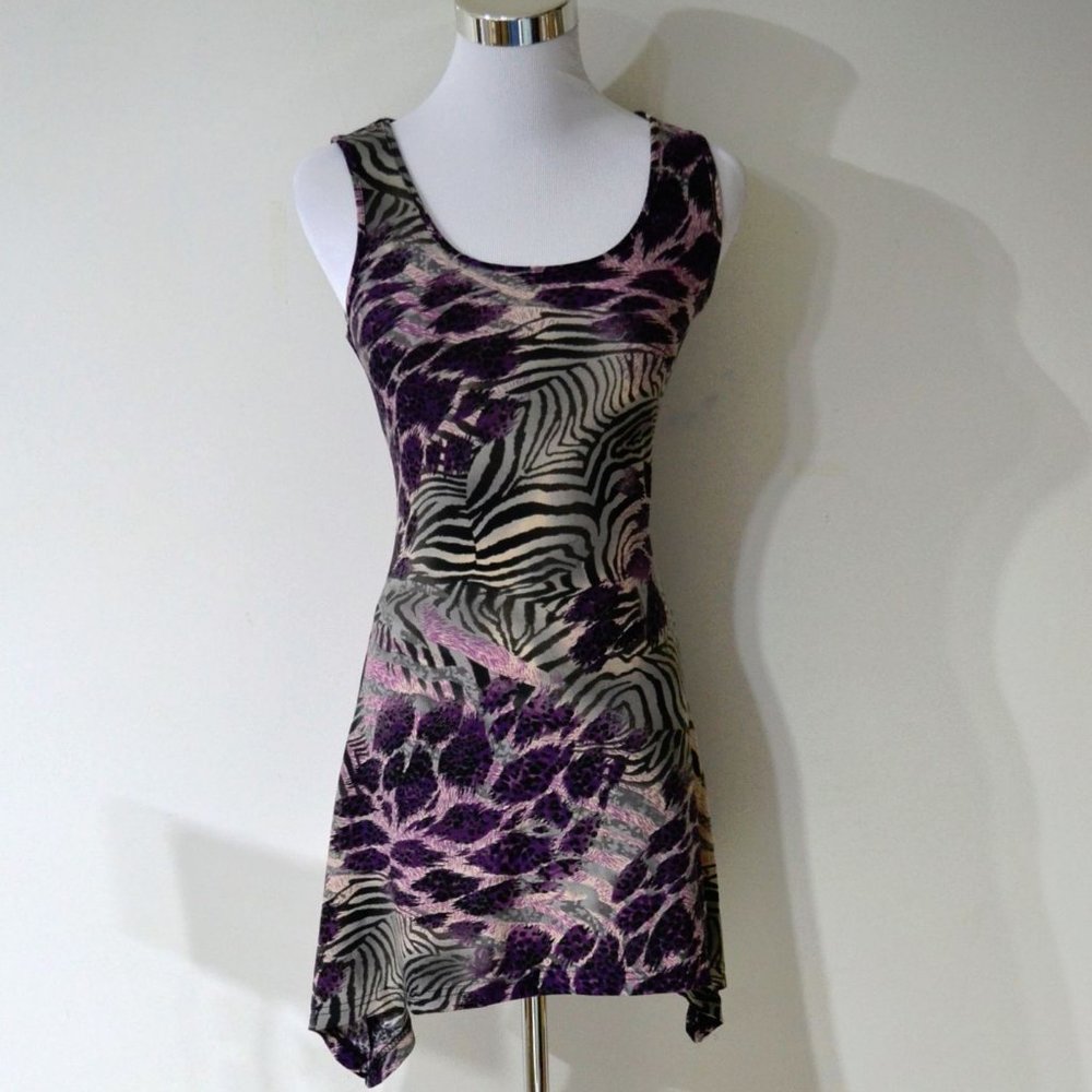 Sace Mix Animal Print Pointed Hem Corset Back Dress, NWT